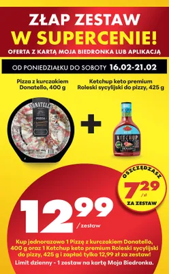 Zestaw: pizza z kurczakiem + ketchup keto premium sycylijski do pizzy promocja w Biedronka