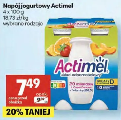 Napój jogurtowy Actimel promocja w Delikatesy Centrum
