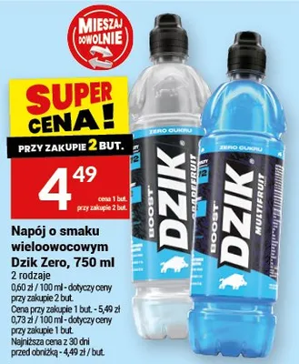 Napój o smaku wieloowocowym Dzik Zero promocja w Twój Market