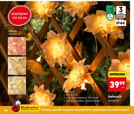 Łańcuch solarny 10 led kule promocja w Biedronka