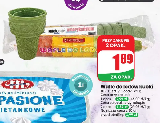 Wafle do lodów kubki Gotszlik promocja w Dino