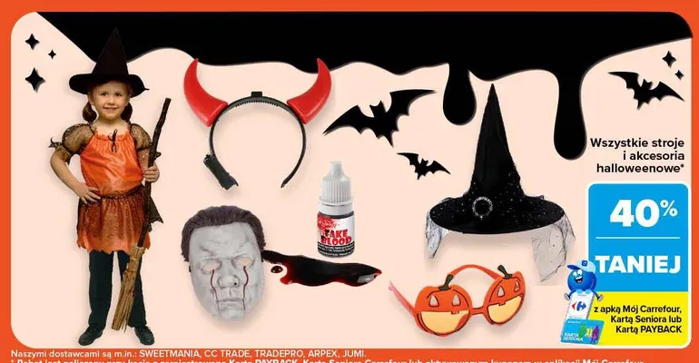 Stroje i akcesoria halloweenowe promocja w Carrefour