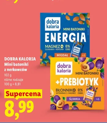 Mini batoniki z nerkowców Dobra Kaloria Energia migdał promocja w Lidl