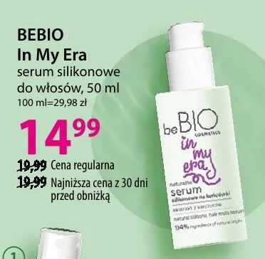Serum silikonowe do włosów BEBIO In My Era promocja w Hebe