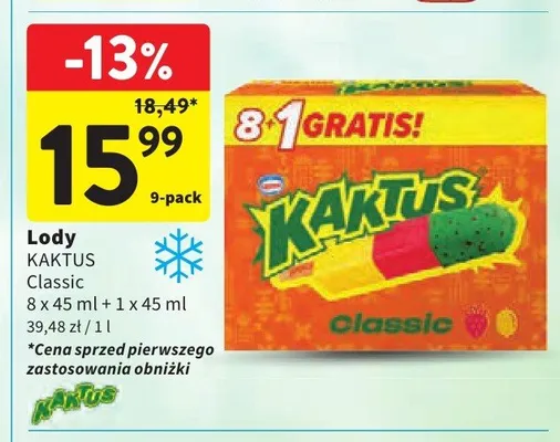 Lody Kaktus Classic 9-pak promocja w Intermarche