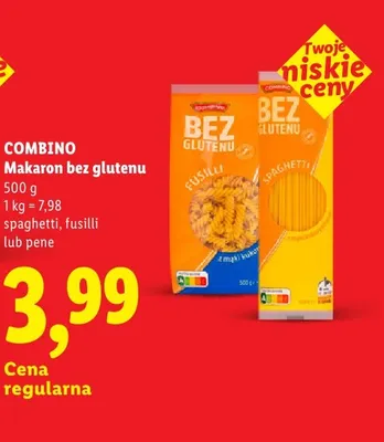 Makaron bez glutenu spaghetti Combino promocja w Lidl