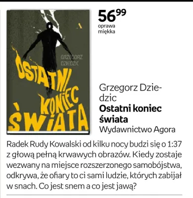 Książka Grzegorz Dziedzic Ostatni koniec świata oprawa miękka promocja w Empik