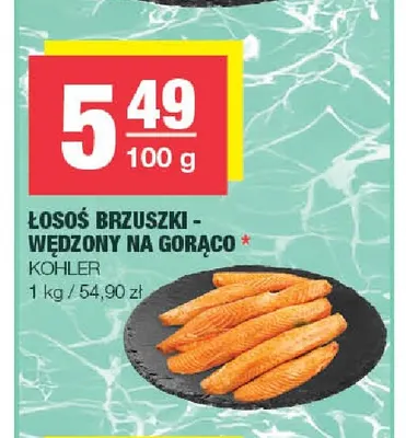 Łosoś brzuszki wędzony na gorąco Kohler promocja w SPAR
