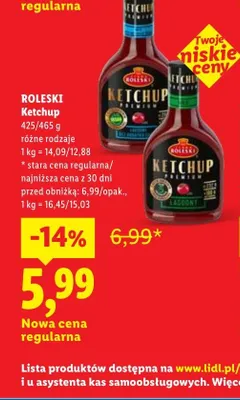 Ketchup Premium pikantny Roleski promocja w Lidl