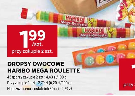 Dropsy owocowe Haribo Mega Roulette promocja w Stokrotka