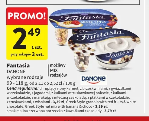 Jogurt Fantasia Danone z kulkami w truskawkowej polewie promocja w Intermarche