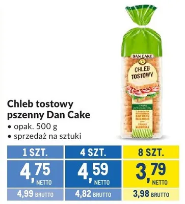 Chleb tostowy pszenny Dan Cake promocja w Makro