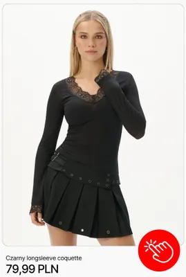 Longsleeve damski czarny coquette Cropp promocja w Cropp