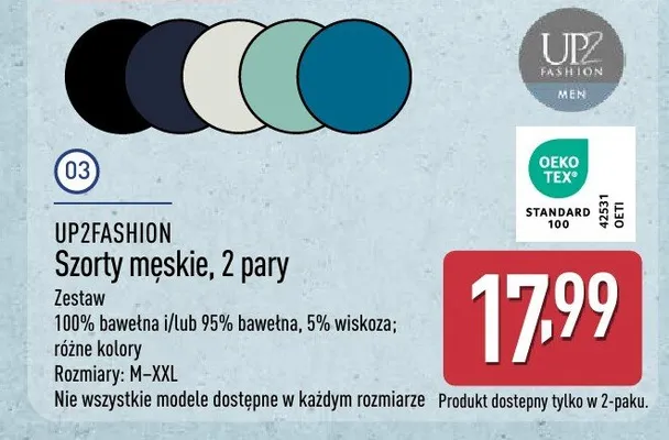 Szorty męskie Up2fashion 2-pak promocja w Aldi