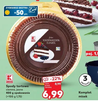 Spody tortowe ciemne, jasne promocja w Kaufland