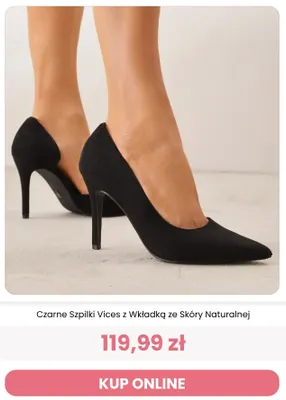 Czarne szpilki Vices z wkładką ze skóry naturalnej promocja w Renee