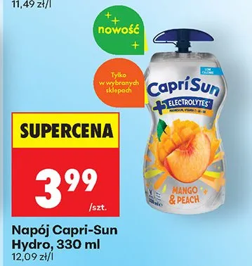 Napój Hydro mango & peach promocja w Biedronka