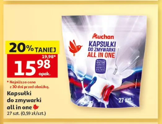 Kapsułki do zmywarki all in one Auchan promocja w Auchan