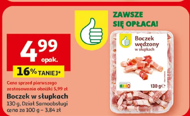 Boczek w słupkach Auchan promocja w Auchan