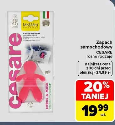 Zapach samochodowy Mr & Mrs Fragrance Cesare promocja w Carrefour