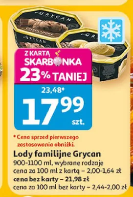 Lody familijne czekoladowe Grycan promocja w Auchan