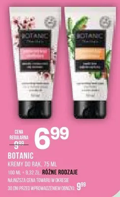 Kremy do rąk Botanic różne rodzaje 75 ml promocja w Drogerie Natura