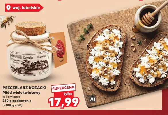 Miód wielokwiatowy w kamionce Pszczelarz Kozacki promocja w Kaufland