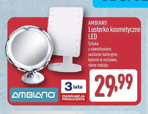 Lusterko kosmetyczne LED Ambiano promocja w Aldi