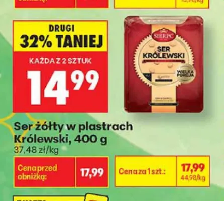 Ser żółty w plastrach Królewski Sierpc promocja w Biedronka
