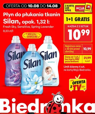 Płyn do płukania tkanin Silan Sensitive promocja w Biedronka