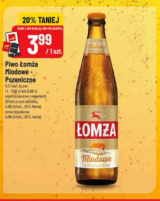 Piwo Łomża Miodowe Pszeniczne promocja w POLOmarket
