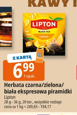 Herbata biała ekspresowa piramidki Lipton promocja w Leclerc
