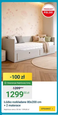 Łóżko rozkładane 80x200 cm + 2 materace promocja w ERLI