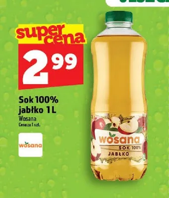 Sok 100% jabłko Wosana promocja w TOPAZ