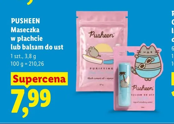 Maseczka w płachcie Pusheen promocja w Lidl