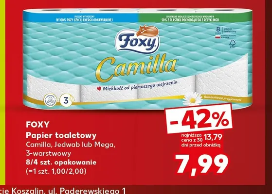 Papier toaletowy Jedwab 3-warstwowy 8-pak Foxy promocja w Kaufland