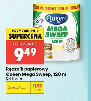Ręcznik papierowy Queen Mega Sweep 120m promocja w Biedronka