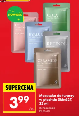 Maseczka do twarzy w płachcie Skin627 promocja w Biedronka