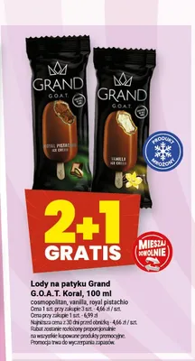 Lody na patyku Grand G.O.A.T. Koral Vanilla promocja w Twój Market