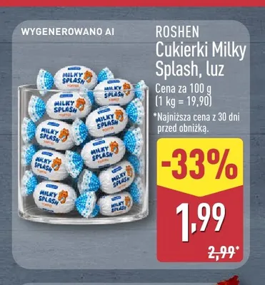 Cukierki Milky Splash Roshen luz promocja w Aldi