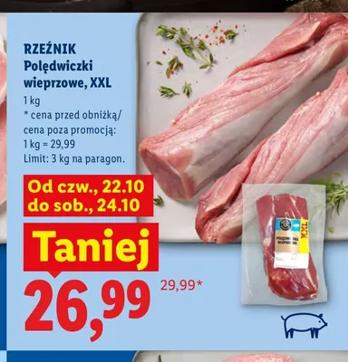 Polędwiczki wieprzowe XXL Rzeźnik promocja w Lidl