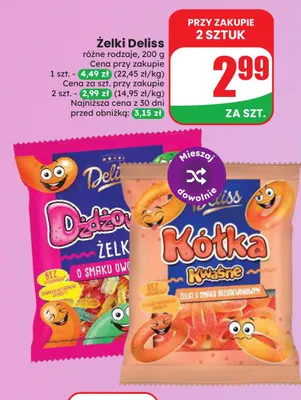 Żelki Deliss Kółka Kwaśne promocja w Dino