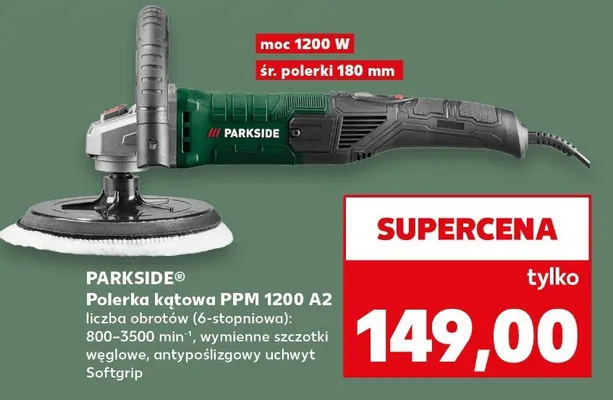 Polerka kątowa ppm 1200 a1 Parkside promocja w Kaufland