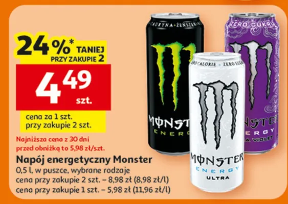 Napój energetyczny Monster promocja w Auchan