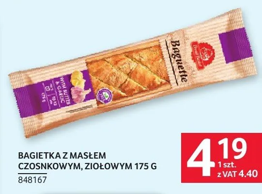 Bagietka z masłem czosnkowym Meggle promocja w Selgros