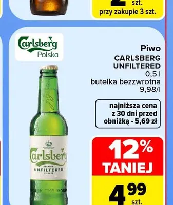 Piwo Carlsberg Unfiltered promocja w Carrefour