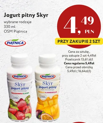 Jogurt pitny Skyr mango marakuja Piątnica promocja w Market Point