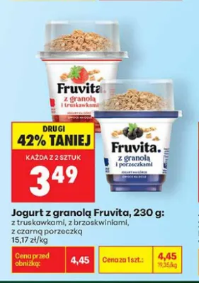 Jogurt z granolą Fruvita z brzoskwiniami promocja w Biedronka