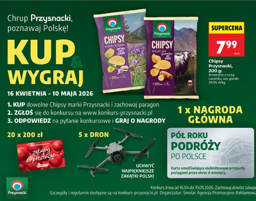 Chipsy śmietana z nutą czosnku, ser górski promocja w Biedronka