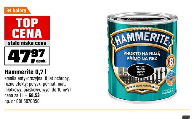Emalia antykorozyjna Hammerite 0,7l promocja w OBI